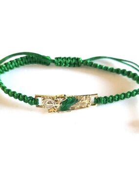 Green Macramé Bracelet with Gold Accent St Jude